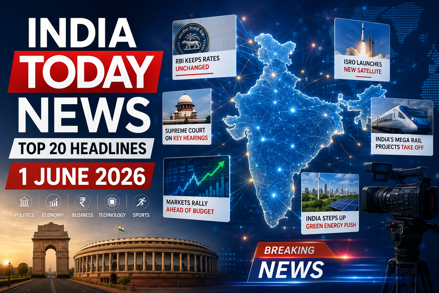 India Today News – Top 20 Headlines on 1 June 2026.