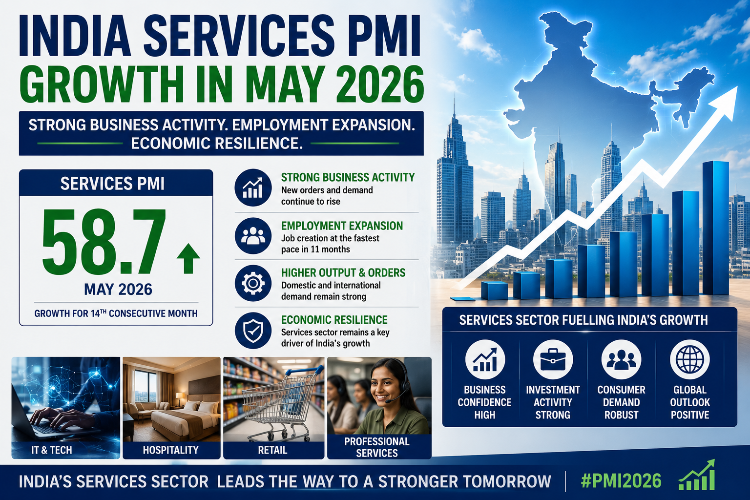 India services PMI growth showing strong business activity employment expansion and economic resilience in 2026