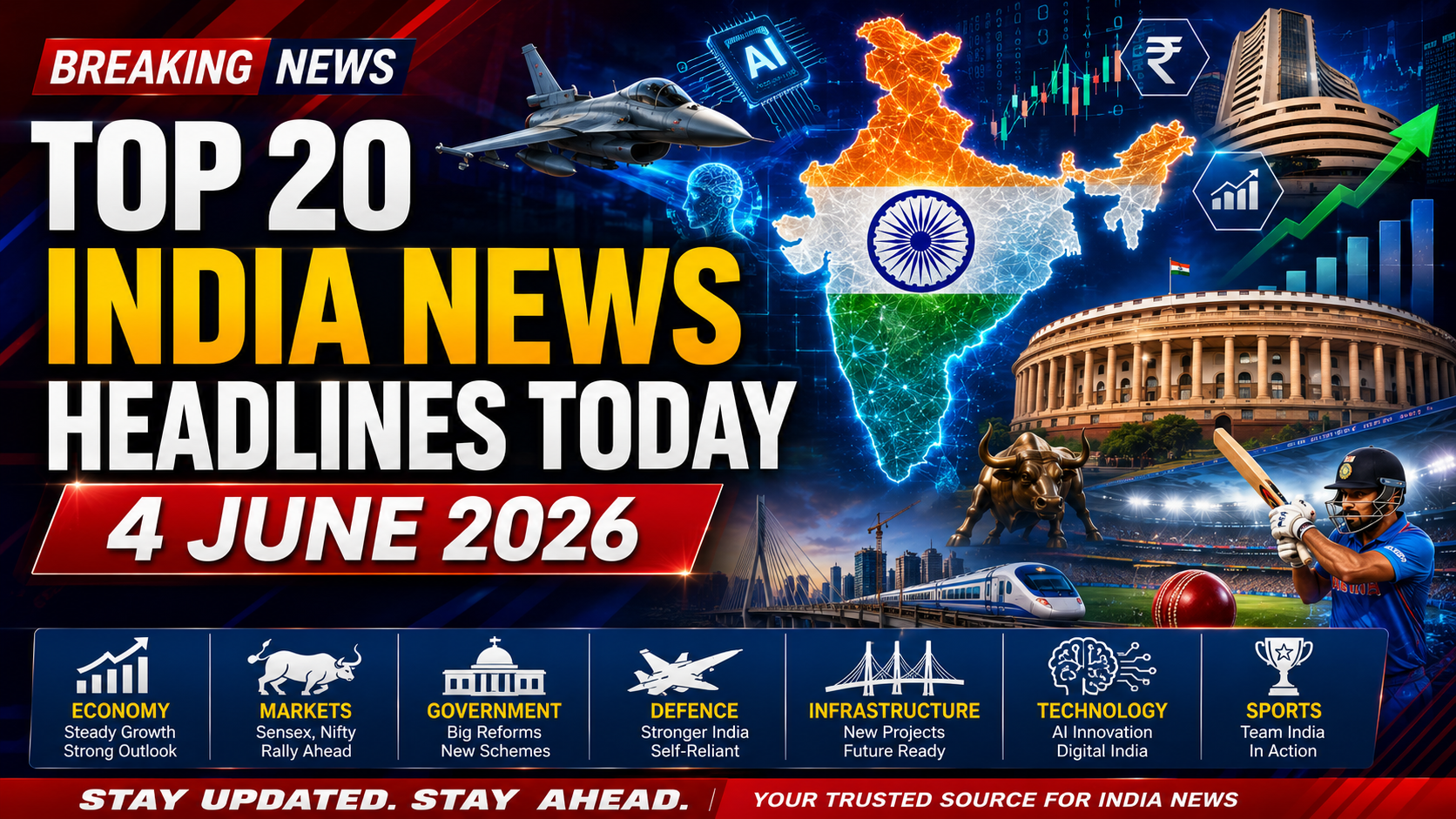 Top 20 India News Headlines Today – 4 June 2026