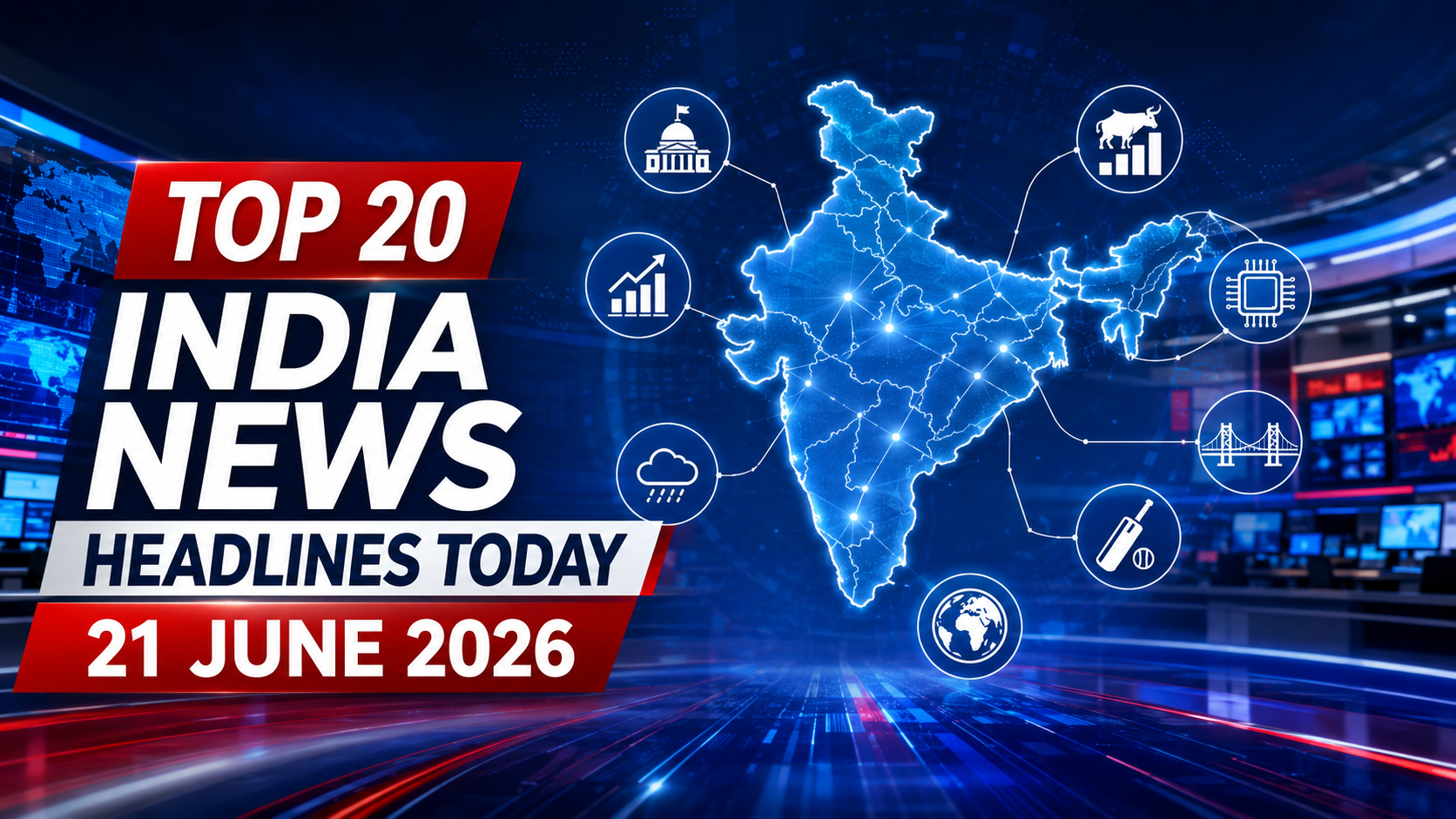 Top 20 India News Headlines Today – 21 June 2026