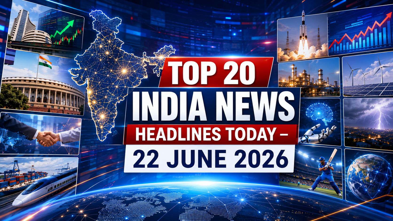 Top 20 India News Headlines Today – 22 June 2026