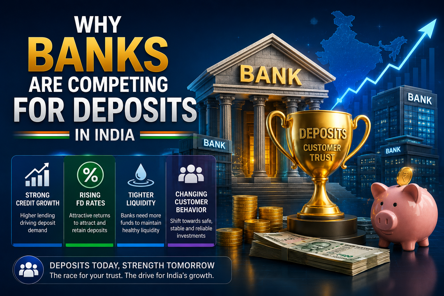 Why banks are competing for deposits in India due to strong credit growth, rising FD rates, tighter liquidity, and changing customer investment behavior