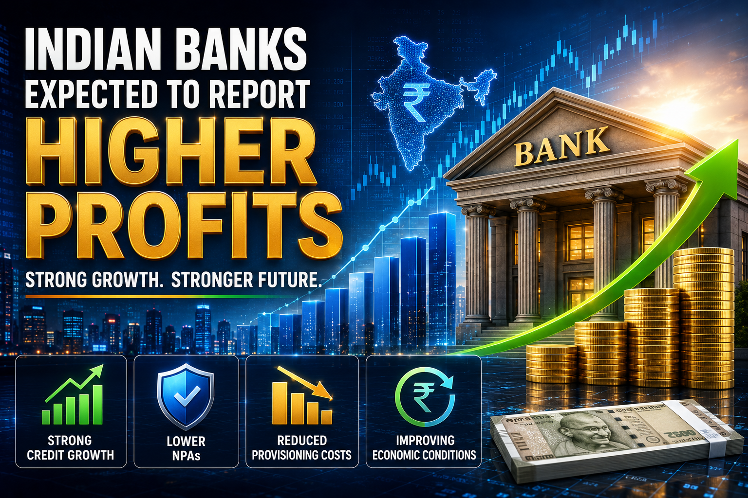 Indian banks expected to report higher profits due to strong credit growth, lower NPAs, reduced provisioning costs, and improving economic conditions
