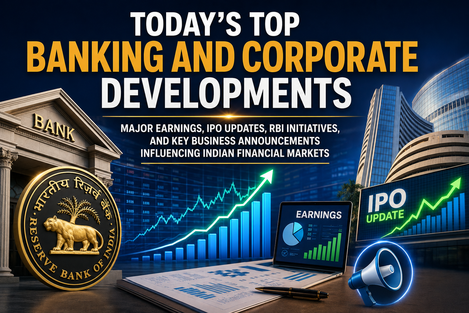 Today's top banking and corporate developments highlight major earnings, IPO updates, RBI initiatives, and key business announcements influencing Indian financial markets.