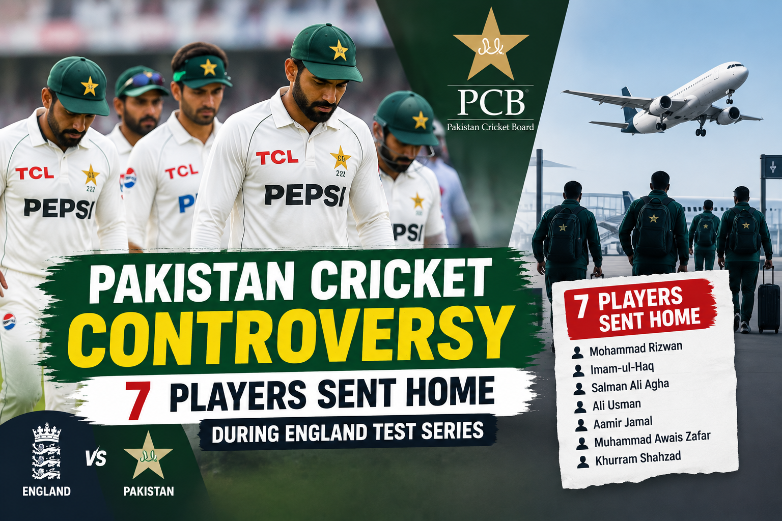 Pakistan cricket controversy as seven players are sent home during the England Test series