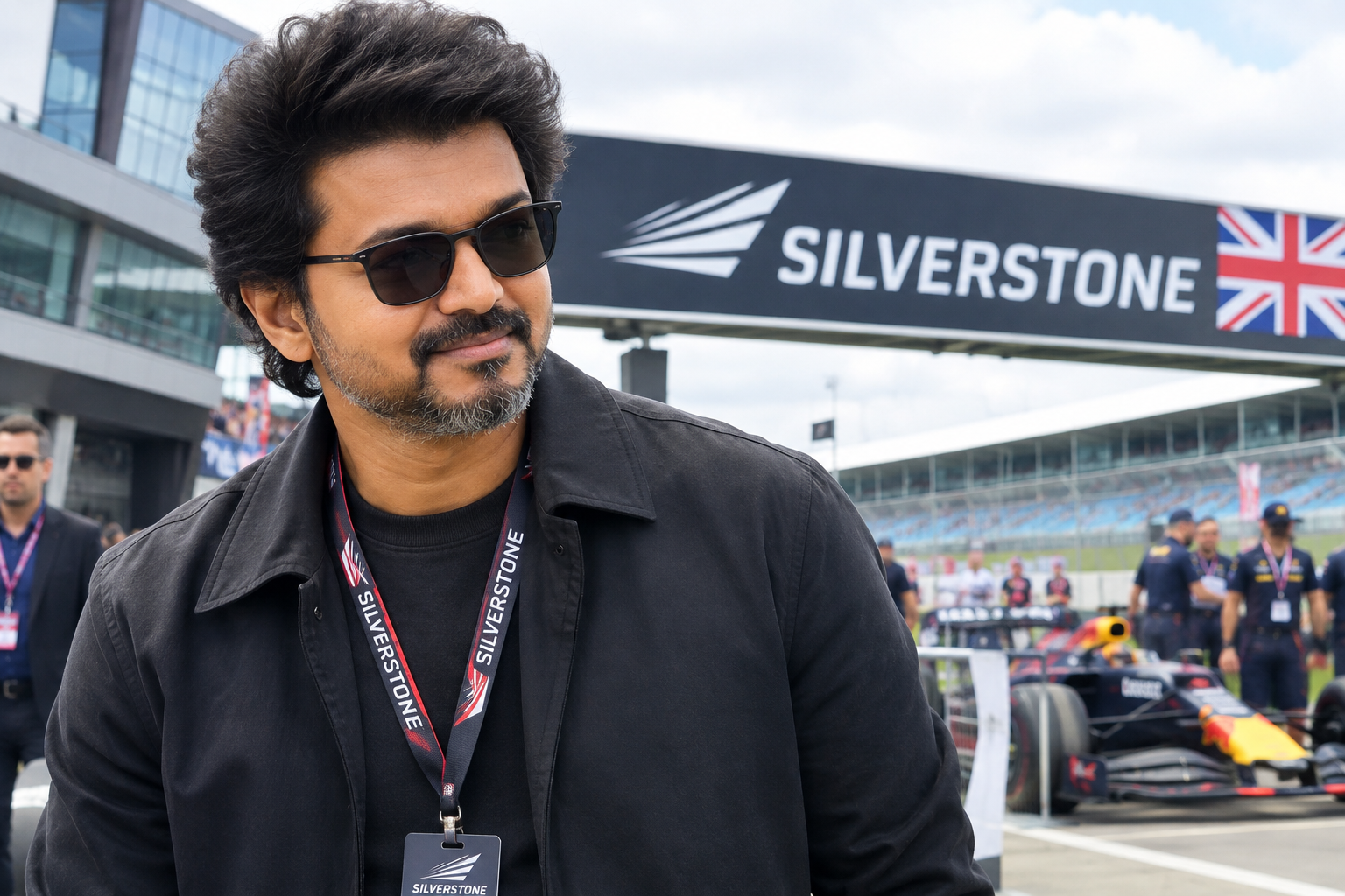 Thalapathy Vijay in London attending a Silverstone motorsport even