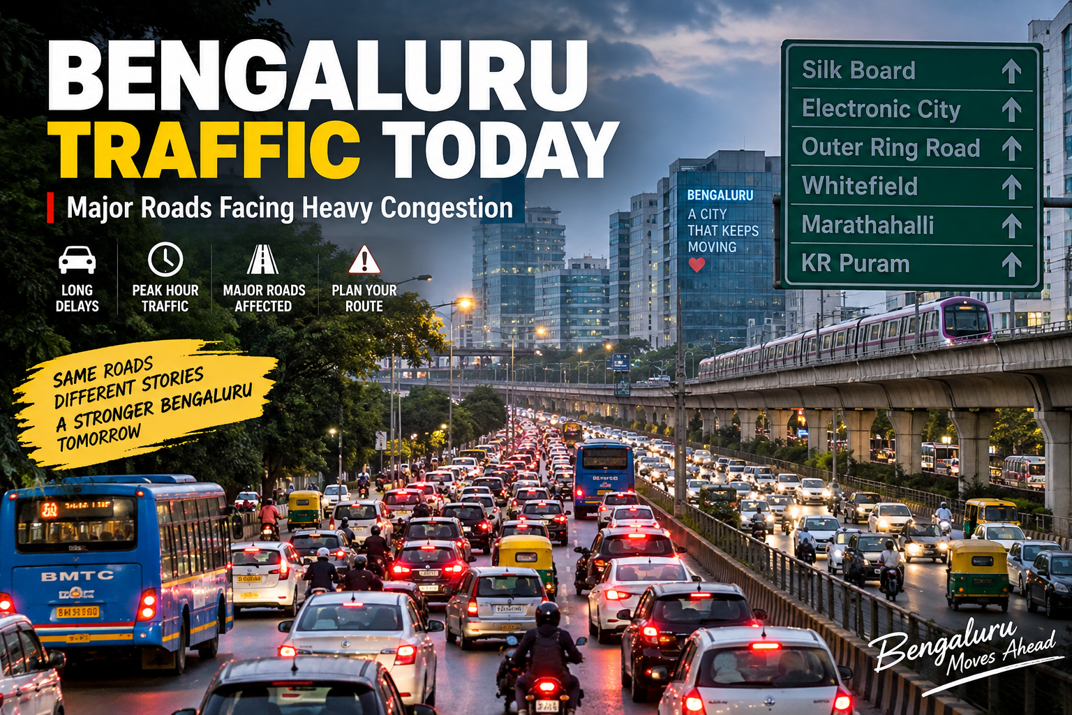 Bengaluru Traffic Today: Major Roads Face Heavy Congestion as Commuters Struggle With Delays
