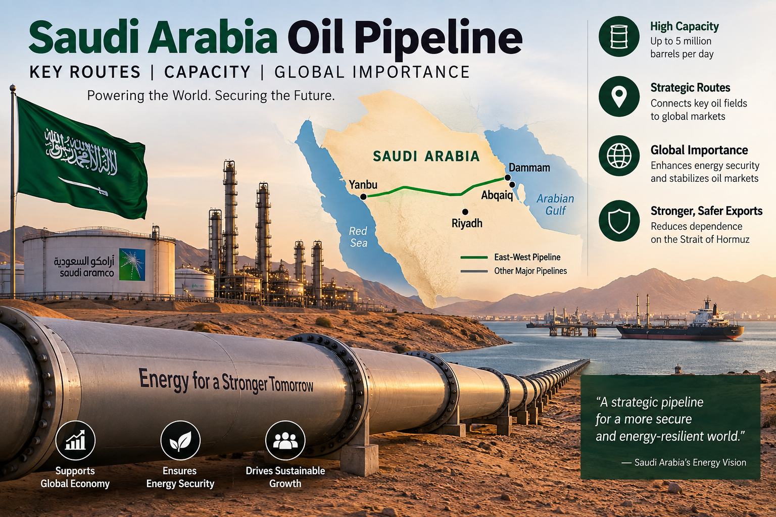 Saudi Arabia’s Oil Pipeline: Routes, Capacity and Global Impact