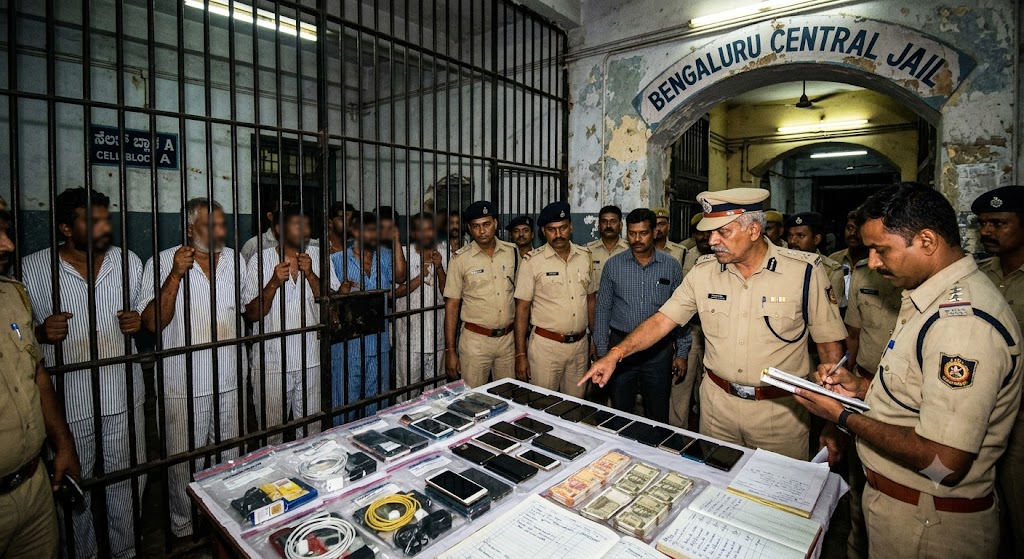 Bengaluru Central Jail at Parappana Agrahara amid investigation into an alleged mobile phone smuggling racket