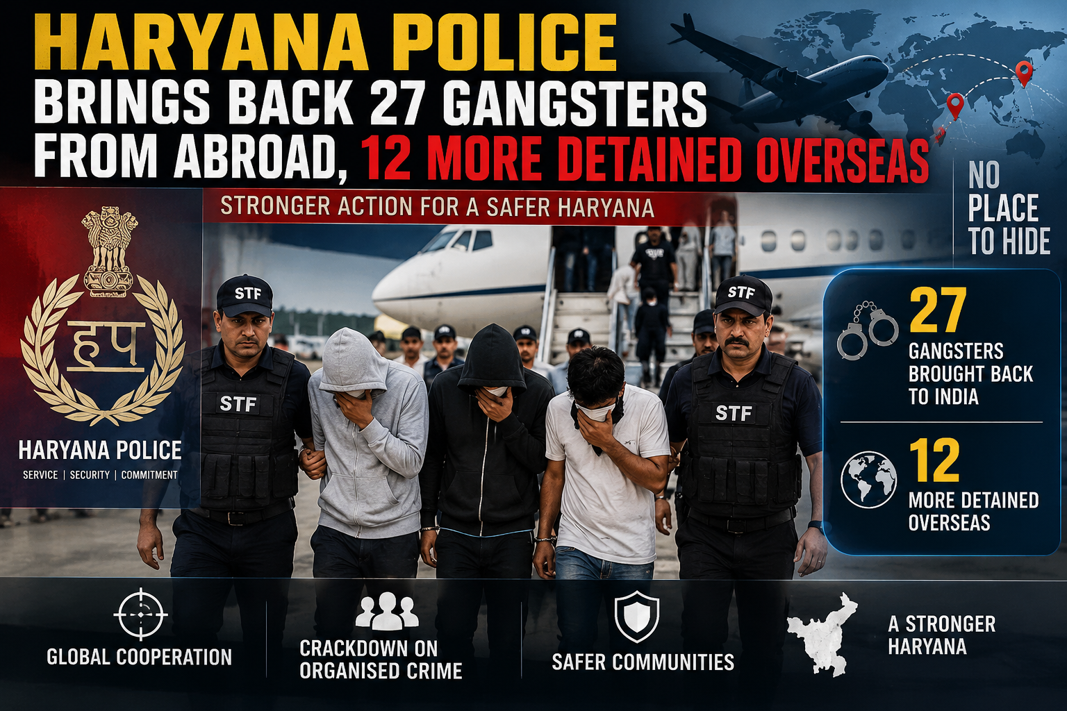 Haryana Police Brings Back 27 Gangsters From Abroad, 12 More Detained Overseas