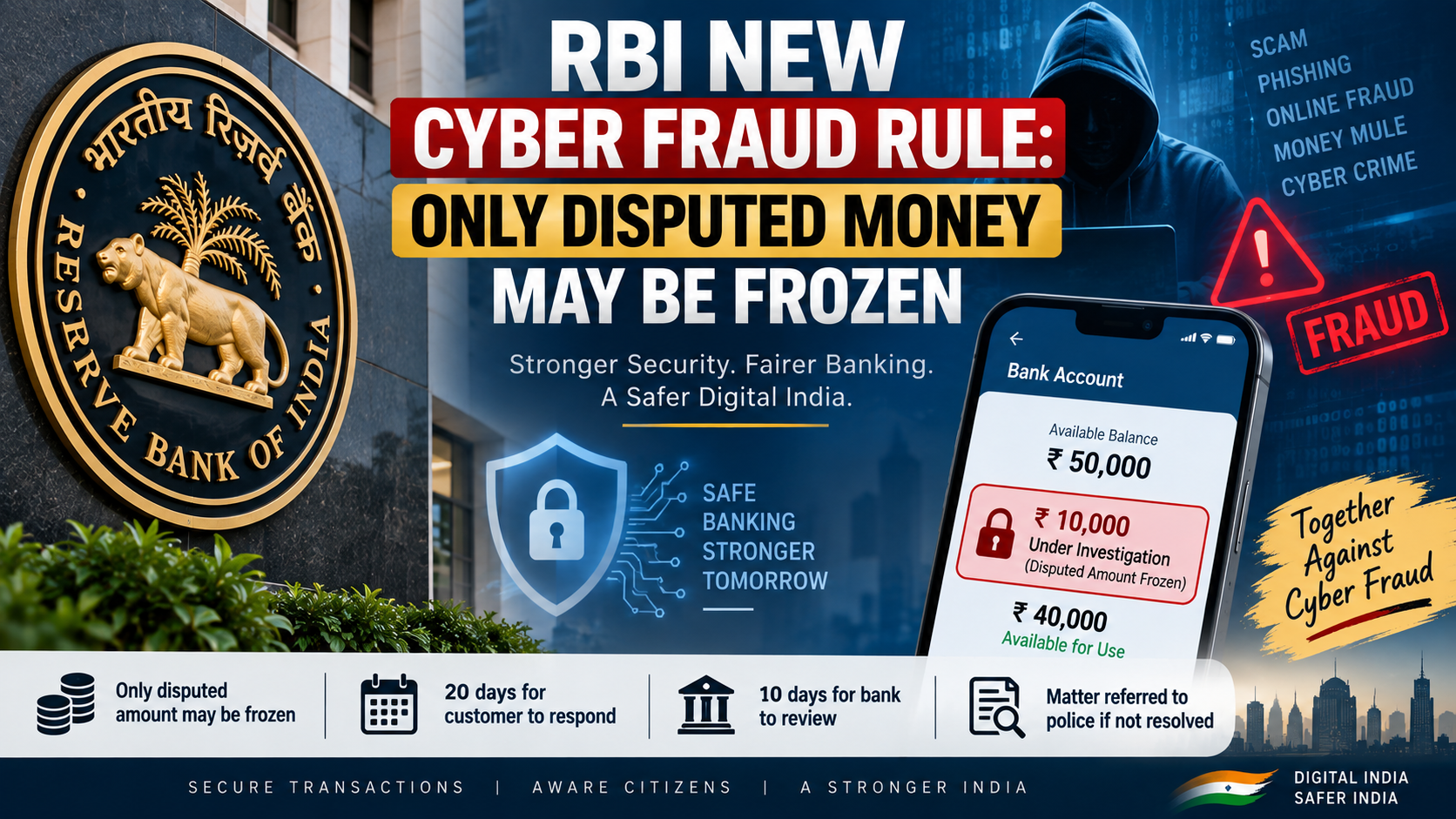 RBI New Cyber Fraud Rule: Only Disputed Money May Be Frozen