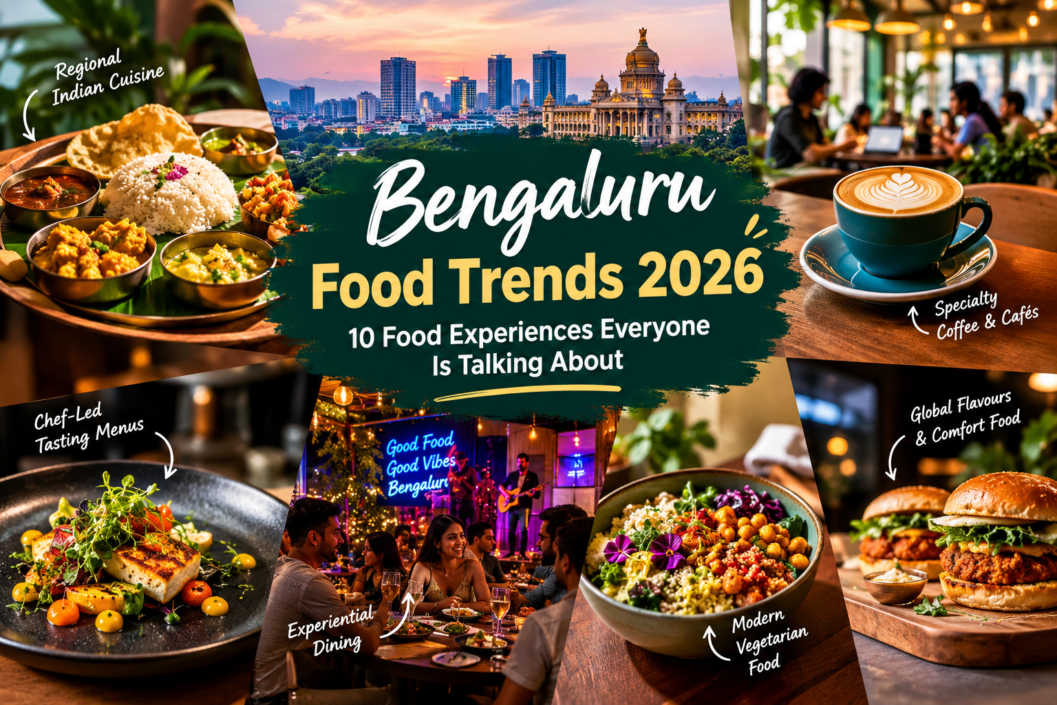 Bengaluru food trends 2026 featuring regional Indian cuisine, specialty coffee, modern restaurants and unique dining experiences