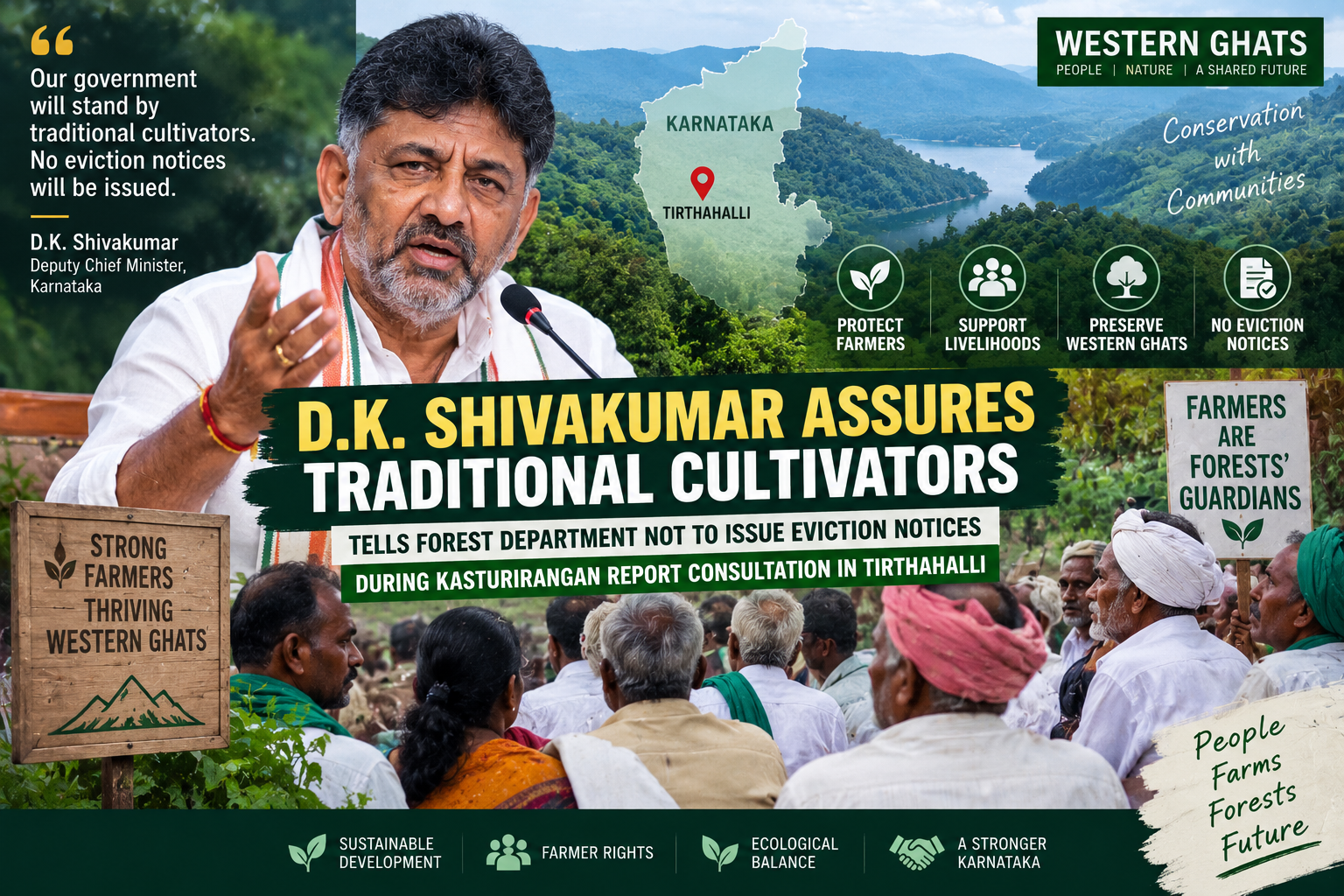 D.K. Shivakumar Backs Traditional Cultivators Amid Kasturirangan Report Debate