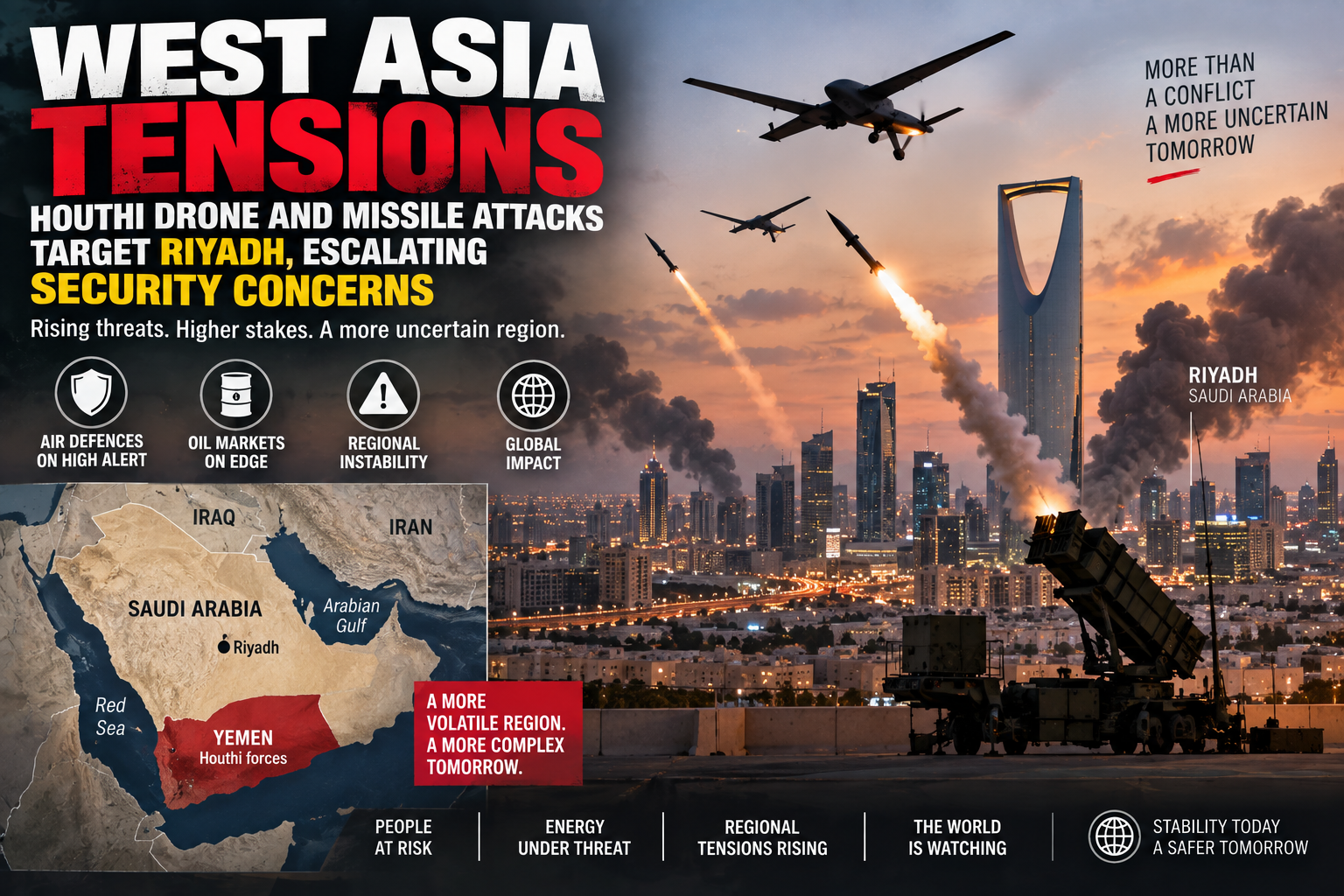 Houthi Missile and Drone Attacks on Riyadh Escalate West Asia Tensions