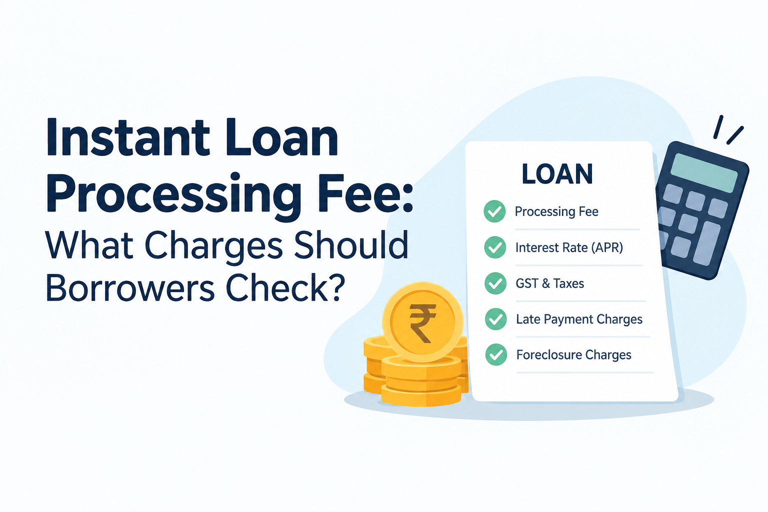 Instant loan processing fee and charges borrowers should check, including APR, EMI, GST, late fees and foreclosure charges.