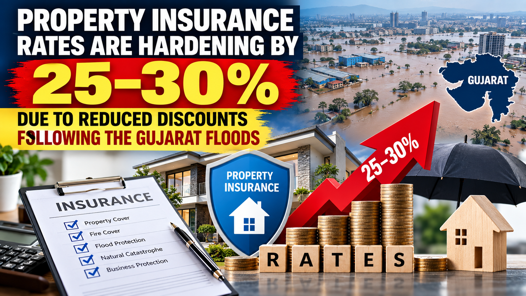 Property Insurance Rates Rise 25–30% After Gujarat Floods as Discounts Shrink