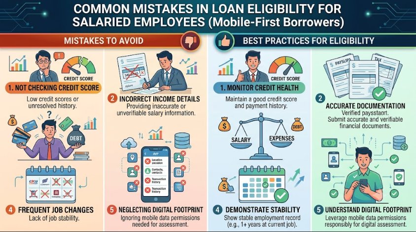 Loan Eligibility for Salaried Employees in Mobile-First Borrowers – Common Mistakes | Vizzve