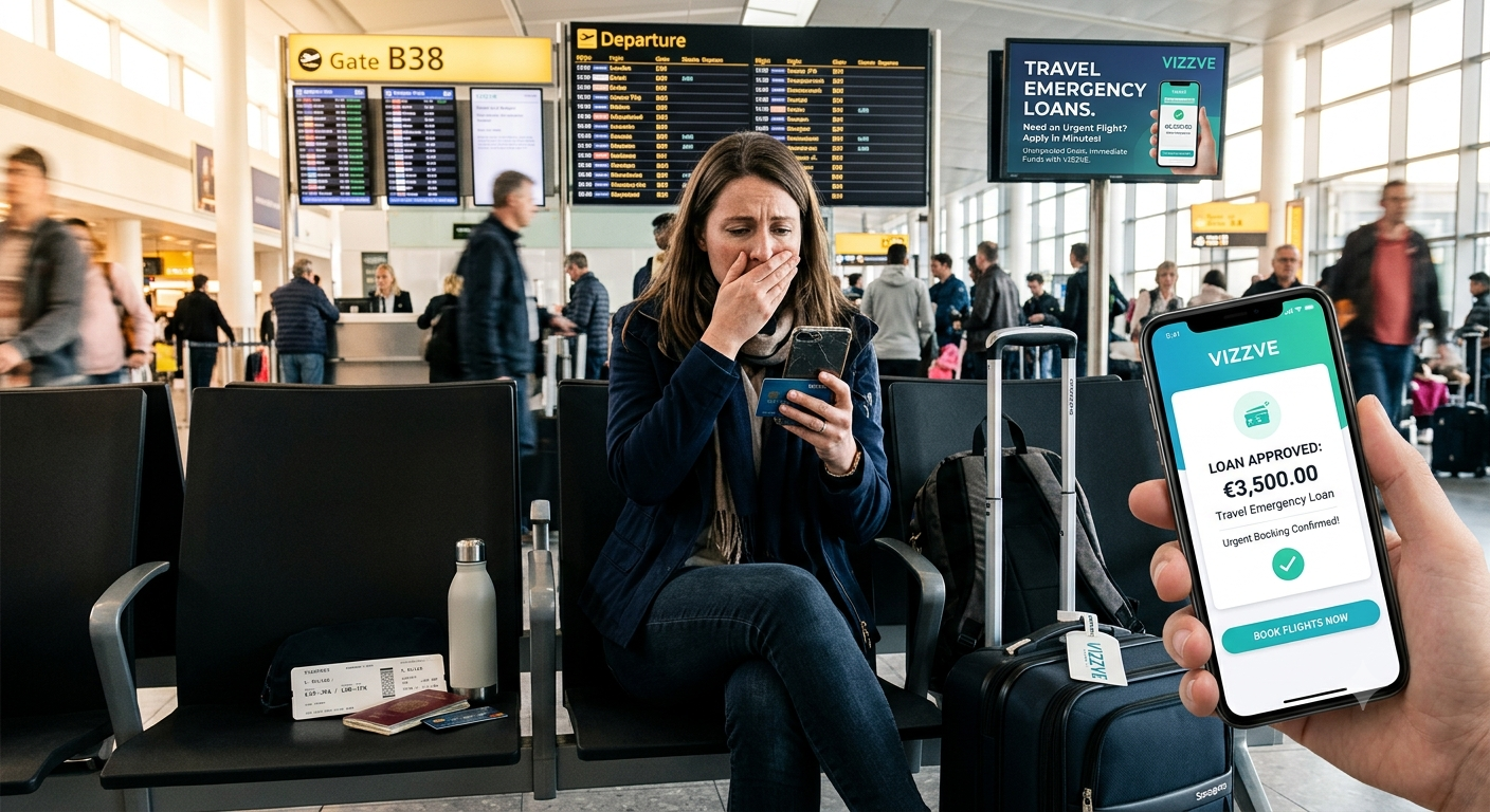 Travel emergency loan for urgent flight bookings, transportation and unexpected travel expenses with Vizzve.