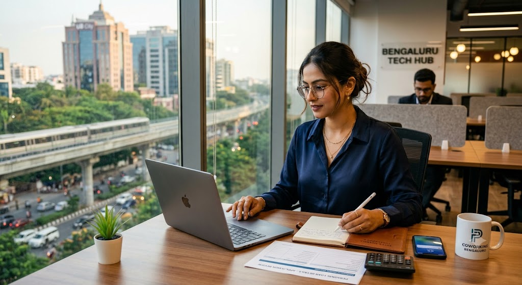 “Freelancer working on a laptop in Bengaluru while reviewing personal loan eligibility and repayment options.